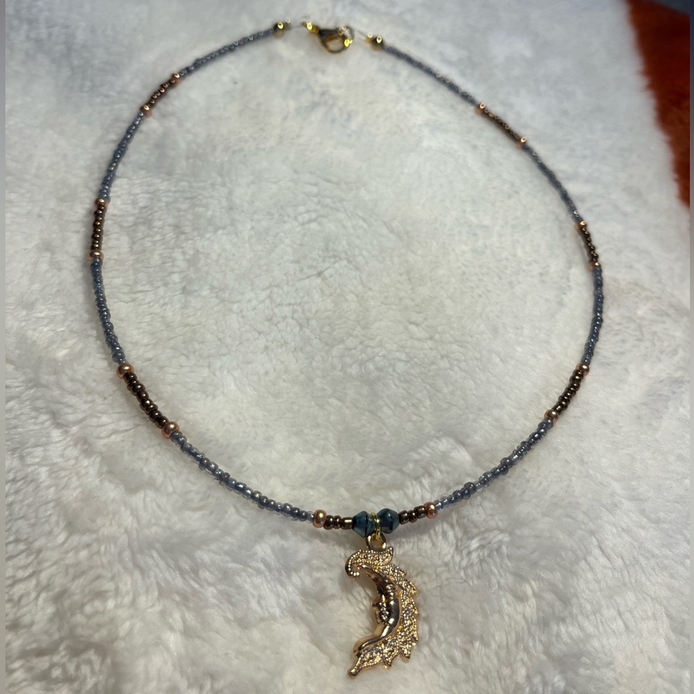 Handmade Necklace with Glass beads and charms